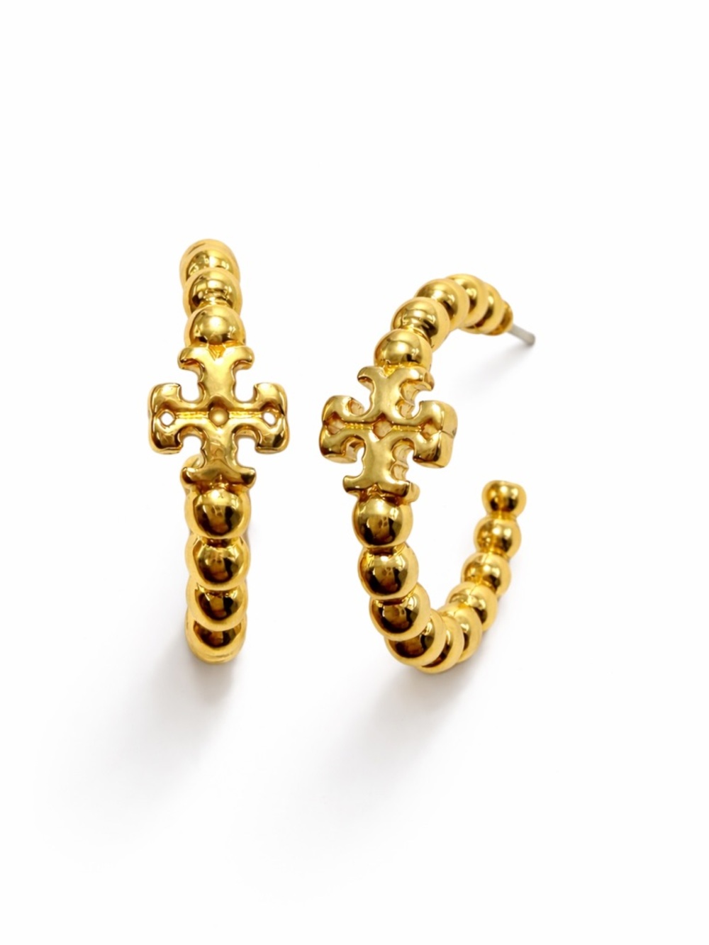 Tory Burch Beaded Small Hoop Earrings Huggie Earrings  in Gold